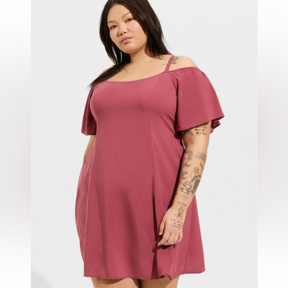 Torrid Mini Challis Cold Shoulder Trapeze Dress Size 1